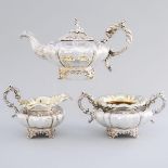 William IV Silver Tea Service, Charles Fox II, London, 1835, teapot height 6.2 in — 15.8 cm (3 Piece