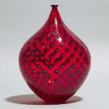 Ian Forbes (Canadian), Internally Decorated Red Glass Vase, 1992, height 11.6 in — 29.5 cm