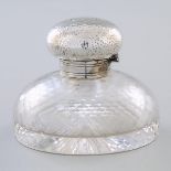 Edwardian Scottish Silver Mounted Cut Glass Inkwell, Hamilton & Inches, Edinburgh, 1906, height 3.5