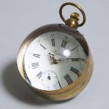 Large Swiss Ball Clock, early 20th century, diameter 3.6 in — 9.1 cm