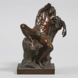 Italian Grand Tour Patinated Bronze Model of The Barberini Faun, 19th century, height 10.2 in — 26 c