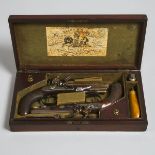 Cased Pair of English Dueling Pistols, John Harcourt, Ipswich, circa 1800, 2.5 x 15.25 x 7.5 in — 6.