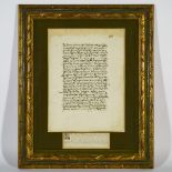 French Manuscript Ledger Page, Count of Villars Family, Villars-les-Dombes, Burgundy, France, mid 15