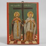 Greek Orthodox Icon of Saints Constantine and Helen, 1834, 15 x 11.5 in — 38.1 x 29.2 cm