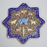 Persian Earthenware Star Tile, Kashan, 19th century, 19.5 x 19.5 in — 49.5 x 49.5 cm