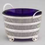 English Silver Pierced Basket, Barker Bros., Birmingham, 1950, width 4.3 in — 11 cm