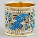 Russian Silver-Gilt and Cloisonné Enamel Napkin Ring, Moscow, c.1900, height 1.6 in — 4 cm, diameter