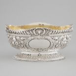 Victorian Silver Repoussé Oval Footed Bowl, Atkin Bros., Sheffield, 1891, length 10.5 in — 26.7 cm
