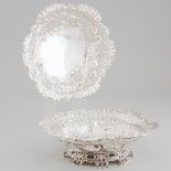 Pair of Late Victorian Silver Pierced and Moulded Circular Baskets, James Deakin & Sons, London, 189