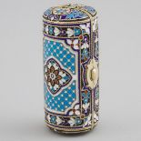 Russian Silver and Cloisonné Enamel Cylindrical Cigarette Case, Ivan Khlebnikov, Moscow, 1883(?), le