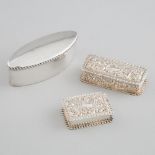 Edwardian Silver Oval Ring Box and Two Rectangular Boxes, Stokes & Ireland, Chester, 1904, Synyer &