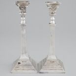 Pair of English Silver Table Candlesticks, probably A. Taite & Sons, London, 1960, height 10.6 in —