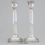 Pair of English Silver Table Candlesticks, probably Morris Salkind or Morris Sternberg, London, 1936