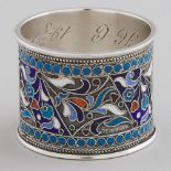 Russian Cloisonné Enameled Silver Napkin Ring, St. Petersburg, c.1896-1908, width 1.4 in — 3.5 cm