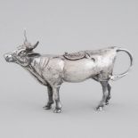 German Silver Cow Creamer, early 20th century, length 5.7 in — 14.5 cm