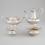 English Silver Tea and Coffee Service, James Dixon & Sons, Sheffield, 1923, coffee pot height 8.1 in
