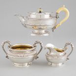 George IV Irish Silver Teapot, William Nolan for William Law, Dublin, 1825, and a Cream Jug and Suga