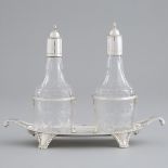 George III Silver and Cut Glass Two-Bottle Cruet, John Schofield, London, 1798, height 7.8 in — 19.7
