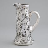 American Silver Overlaid Glass Jug, Alvin Mfg. Co., c.1900, height 9.3 in — 23.5 cm
