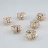 Set of Six Silver Filigree Napkin Rings, 20th century, width 1.4 in — 3.5 cm, diameter 1.9 in — 4.8