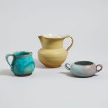 Two Deichmann Stoneware Jugs and a Two-Handled Bowl, mid-20th century, largest height 5.5 in — 14 cm
