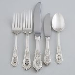 American Silver ‘Rosepoint’ Pattern Flatware, Wallace Silversmiths, Wallingford, Ct., 20th century (