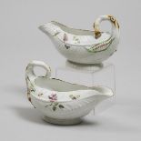 Pair of Worcester Cos Lettuce Leaf Sauce Boats, c.1755, length 7.2 in — 18.3 cm (2 Pieces)