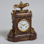 Petite French Ormolu Mounted 'Boulle' Work Mantle Clock, Nittor, à Paris, c.1860, 12 x 9.25 x 4 in —