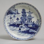 Lowestoft Blue Painted Saucer Dish, c.1785, diameter 7.6 in — 19.2 cm