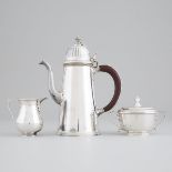 English Silver Chocolate or Coffee Service, Garrard & Co., London, 1970/71, cocoa pot height 9 in —