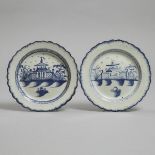 Two English Blue Painted Pearlware Plates, c.1780, diameter 8.9 in — 22.5 cm (2 Pieces)
