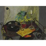 Lajos Kõrösy (1910-?), TABLE WITH ARRANGEMENT, Oil on canvas; signed lower right, 23 ins x 21 ins; 5