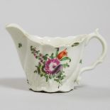 Worcester Flower Painted 'Low Chelsea Ewer' Cream Boat, c.1775, height 2.6 in — 6.7 cm