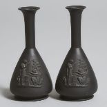 Pair of Wedgwood Black Basalt Bud Vases, late 19th century, height 4.9 in — 12.4 cm (2 Pieces)