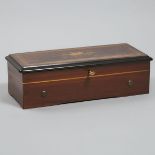 Swiss Inlaid and Ebonized Music Box, c.1870, 5.5 x 18.25 x 8 in — 14 x 46.4 x 20.3 cm