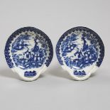 Pair of Caughley 'Fisherman' Pattern Egg Drainers, c.1785, width 3.5 in — 8.8 cm (2 Pieces)