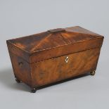 English Mahogany Tea Caddy, c.1840, 7 x 11.7 x 6 in — 17.8 x 29.7 x 15.2 cm