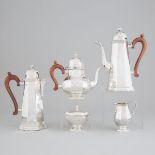 English Silver Octagonal Tea and Coffee Service, William Walter, London, 1972, largest height 10.8 i
