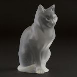 Lalique Moulded and Frosted Glass Seated Cat, post-1945, height 8.3 in — 21 cm