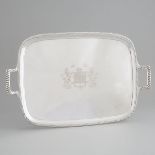 George III Silver Rectangular Two-Handled Serving Tray, Peter & William Bateman, London, 1814, lengt