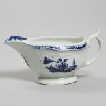 Worcester 'Fisherman and Billboard Island' Moulded Sauce Boat, c.1758-65, length 6.7 in — 17 cm