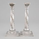 Pair of Edwardian Silver Plated Table Candlesticks, c.1900, height 9.8 in — 25 cm (2 Pieces)