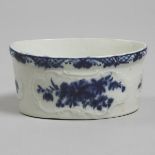 Worcester Moulded and Blue Painted Oval Potting Pot, c.1765-70, length 5.1 in — 13 cm