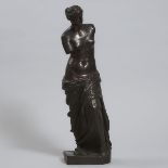 French Patinated Bronze Model of the Venus de Milo, After the Ancient, Paris, 19th century, height 2