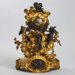 Large Louis XV Style Ormolu and Patinated Bronze Orb Mantle Clock, Honoré Pons for Denière à Paris,