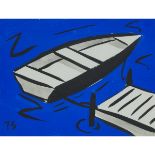 Tom Slaughter (1955-2014), UNTITLED (ROWBOAT AT DOCK), 1988, Gouache and ink on stiff paper; signed