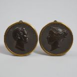 Pair of 'Bois Durci' Portrait Medallions with Profiles of Queen Victoria and Prince Albert, c.1860,