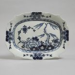 Liverpool Blue and White Shaped Oval Platter, c.1765, length 13.4 in — 34 cm