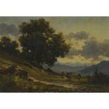 Guy de Simone (20th Century), RITORNO ALLA MALGA (HERDER GOING UP A HILL), Oil on canvas; signed low