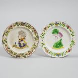 Pair of Pearlware Plates Commemorating the Coronation of King George IV and Queen Caroline, c.1821,